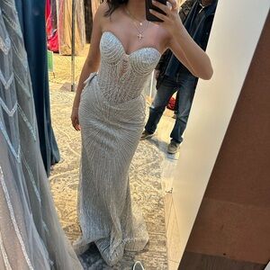 Silver Sequined Maxi Dress